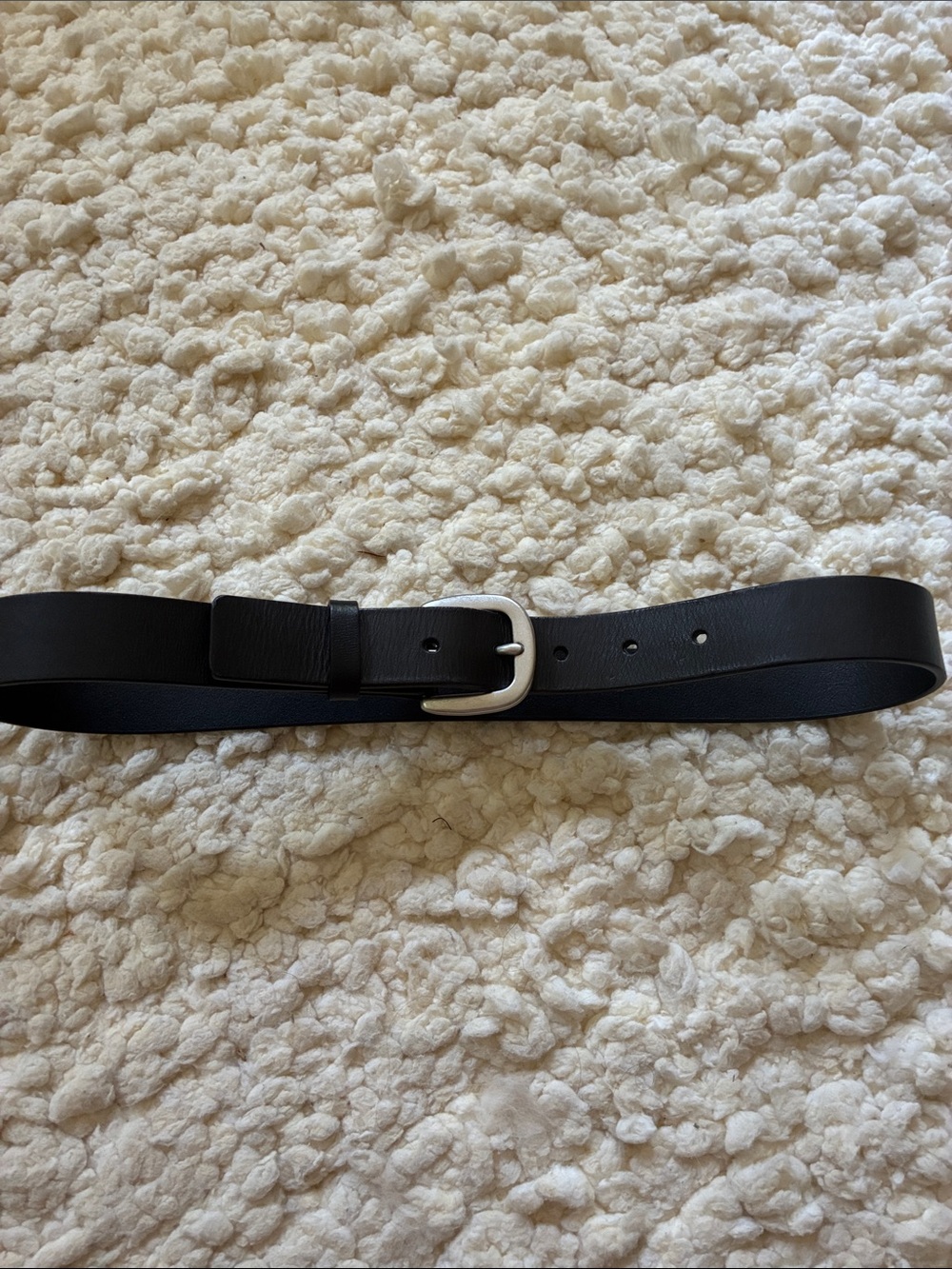 Classic Black Leather Women’s Belt with Silver Buckle